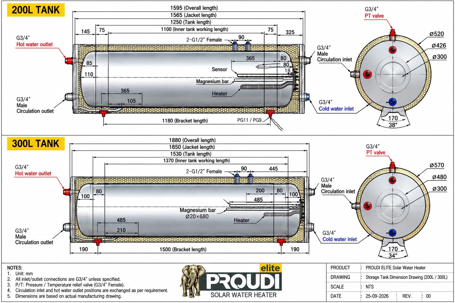 PROUDI ELITE Solar Water Heater Tank Technology